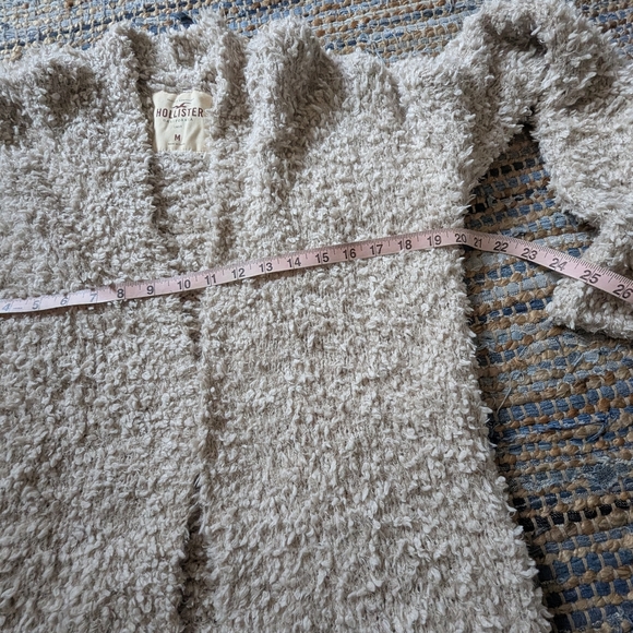 Hollister Piled Fleece Sherpa Teddy Coat Cardigan M Beige Cozy Festival Transiti - Picture 5 of 7